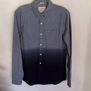 Hollister button down long sleeve shirt for men size small. Grey, blue and black